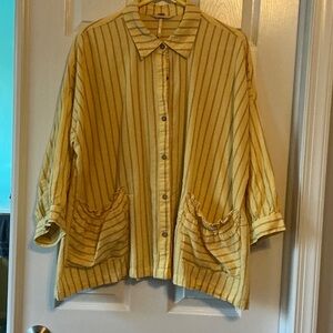 FP Movement by Free People Mustard Striped Button Down Shirt